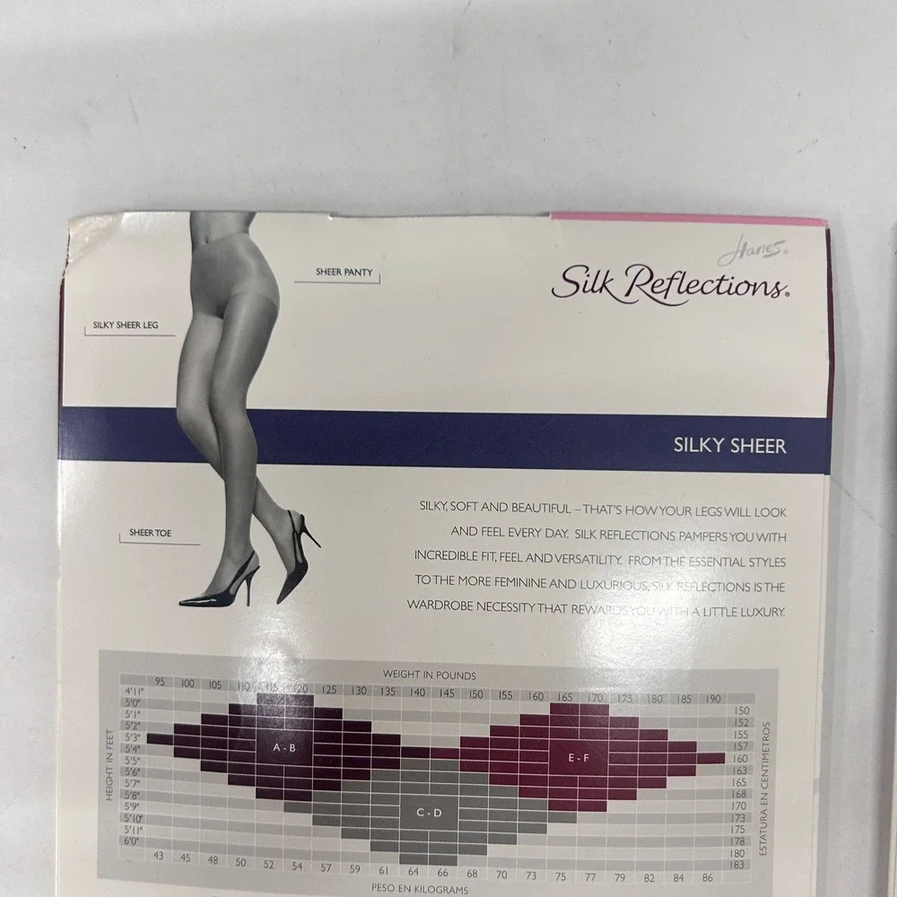 2 Pair Hanes Silk Reflections Silky Sheer Pantyhose CD Barely Black NOS
